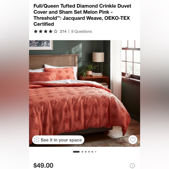 Threshold Coral Duvet Cover Set - Picture 1 of 4